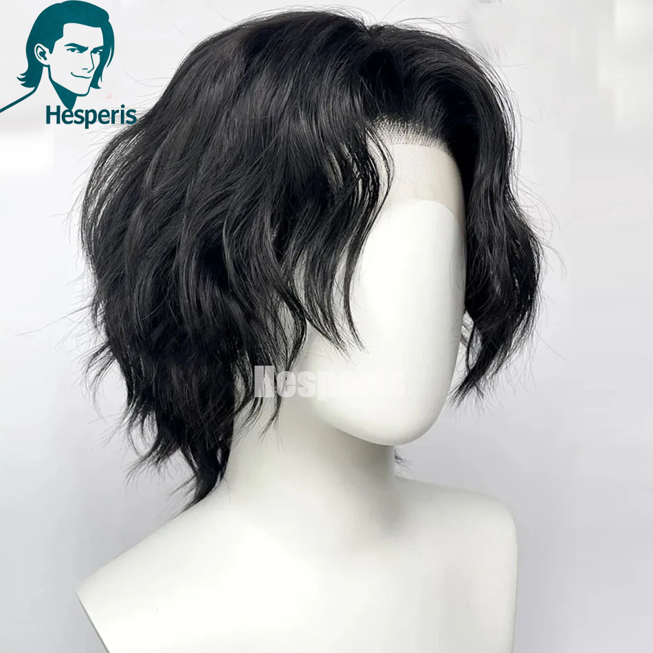 Men'S Grooming Tape - Hesperis Natural Wavy Lace Front Human