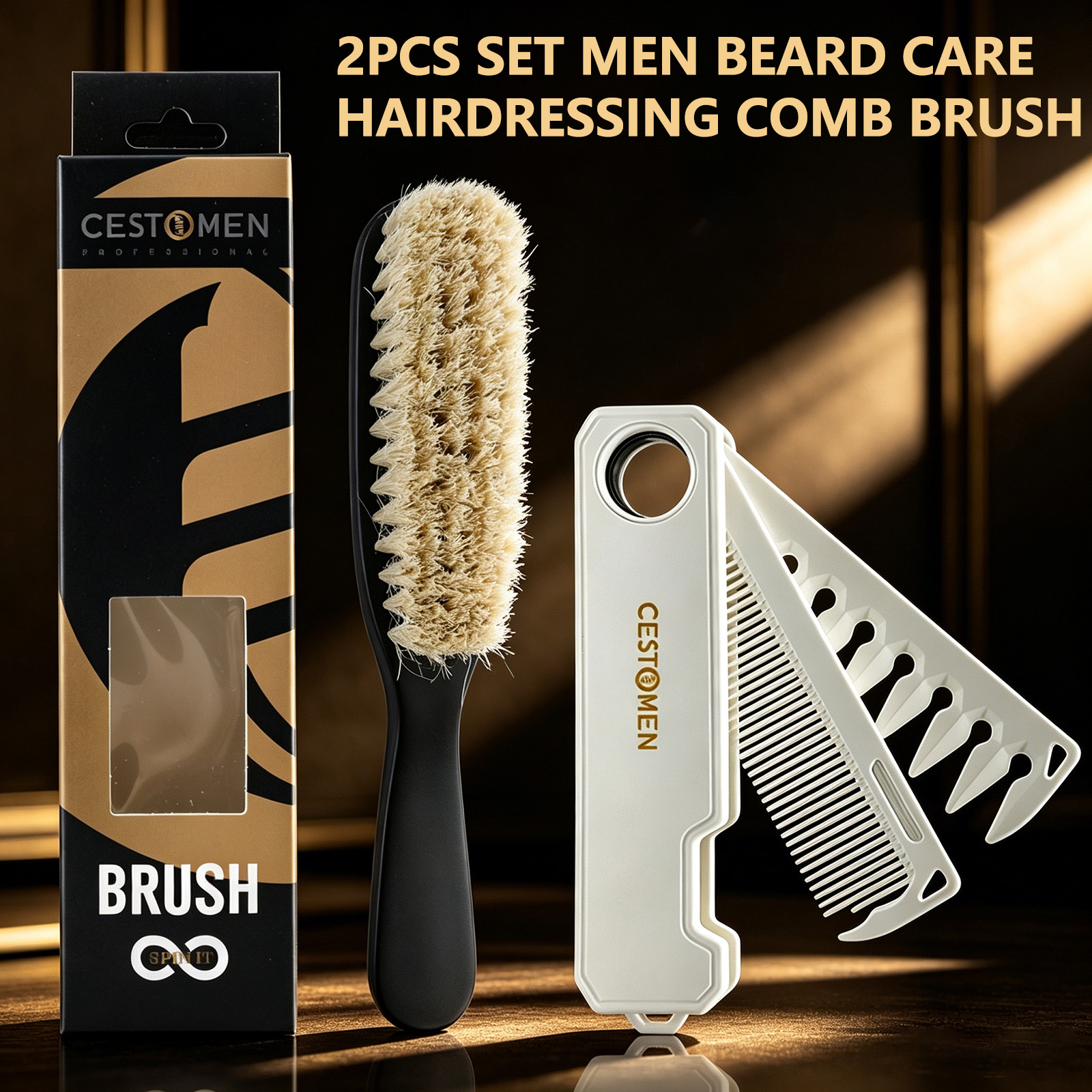 Men'S Grooming Oil - 2Pcs Men Grooming Set 2in1 Folding