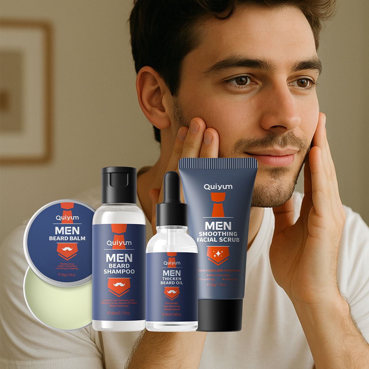 QUIYUM 4Pcs Men Beard & Facial - Men'S Grooming Oil のレビューと価格