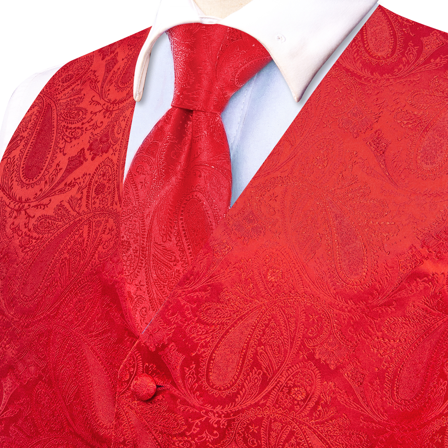 Bright Red Paisley Jacquard Wa - Mens Grooming Kit For Wedding のレビューと価格