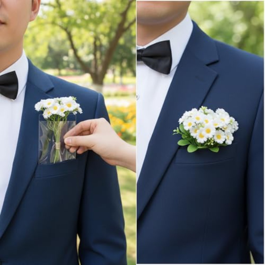 12 Pcs Pocket Boutonniere Plas - Mens Grooming Kit For Wedding のレビューと価格